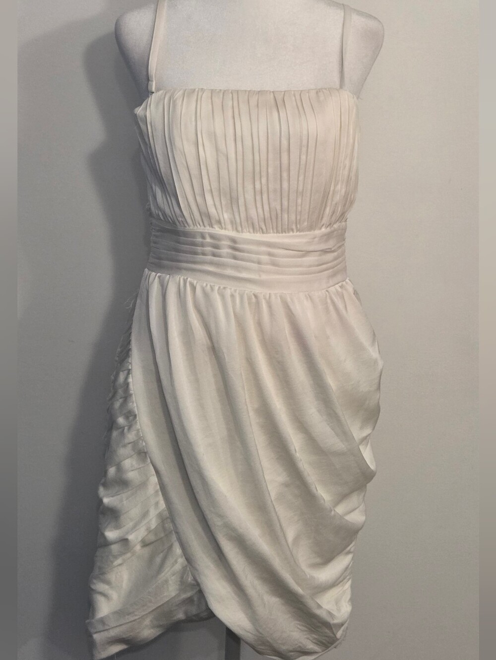 H&M White Pleated Bodice Waist Dress